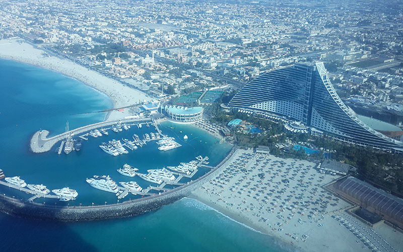 view of jumeirah hotel from burj al arab dubai